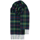 Close-up of Bowhill Standard Tartan Lambswool Scarf highlighting the luxurious softness of lambswool and intricate weaving.