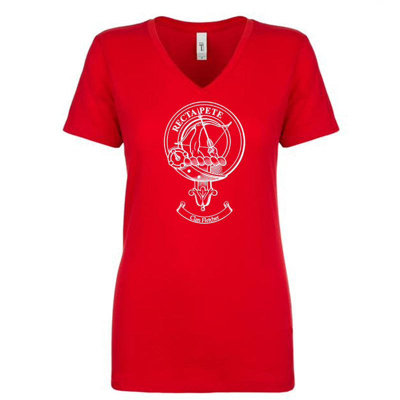 Fletcher Clan Crest Ladies Ouline T-Shirt