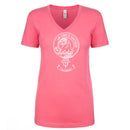 Galbraith Clan Crest Ladies Outline T-Shirt showcasing a stylish V-neck design, perfect for celebrating clan heritage