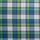Close-up of a Springweight Wool Tartan Tie featuring intricate G-L tartan designs, ideal for various occasions and adding sophistication.
