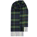 Model wearing a Bowhill Standard Tartan Lambswool Scarf, highlighting its stylish design and warmth during chilly days.