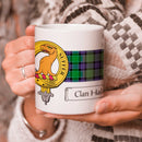 Haldane Clan Crest and Tartan Mug showcasing vibrant colors and intricate design, perfect for showing Clan pride