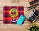 Hamilton Clan Crest Mouse Pad featuring luxury rubber backing and polyester fabric surface, ideal for desk decor.