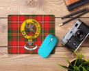 Hay Clan Crest Mouse Pad featuring a luxury design with bonded polyester fabric and black rubber backing, perfect for adding a touch of Scottish heritage to your workspace.