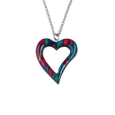 Heathergems Open Heart Pendant handcrafted in Scotland, showcasing its elegant design made from eco-friendly compressed heather stems, perfect gift for special occasions.