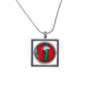 Heathergems Open Square Pendant showcasing its unique handmade design inspired by Scottish landscapes, with colorful heather gems crafted by Heather Gems.