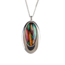 Heathergems Oval Pendant elegantly displayed, showcasing its unique oval design and eco-friendly Heathergem material, highlighting its handcrafted Scottish heritage.