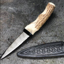 Stag Horn Sgian Dubh, a unique Gaelic dagger made from naturally shed antler horn, showcasing craftsmanship and elegance for formal Scottish attire.