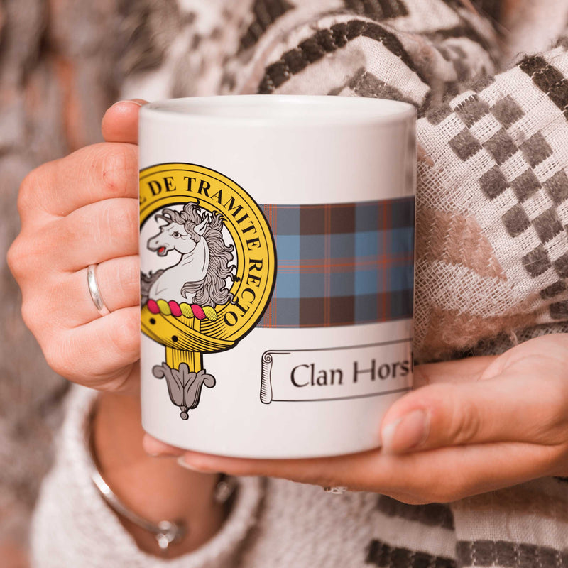 Horsburgh Clan Crest and Tartan Mug