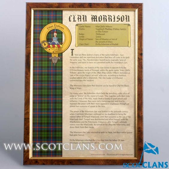 Morrison Clan History Print - Choose Framed or Unframed