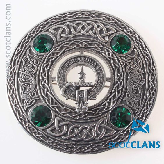 MacIntyre Clan Crest Pewter Plaid Brooch