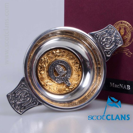 MacNab Clan Crest Quaich with Gold Trim