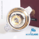 Murray Clan Crest Quaich with Gold Trim showcasing a traditional Scottish design, perfect for sharing whisky among friends and family.