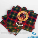 MacLennan Clan Crest and Tartan Place Mats - Set of Four, featuring vibrant colors and glossy finish ideal for dining table decor.