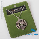 MacDonnell of Glengarry Clan Crest Pendant crafted from high-quality pewter, finished with palladium, showcasing Scottish heritage and elegance.