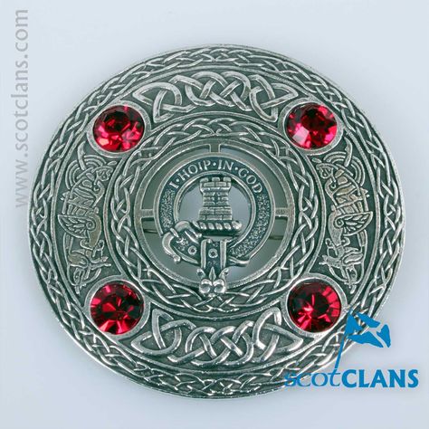 MacNaughton Clan Crest Pewter Plaid Brooch