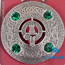 Close-up of MacLean Clan Crest Pewter Plaid Brooch showcasing its intricate details and craftsmanship.