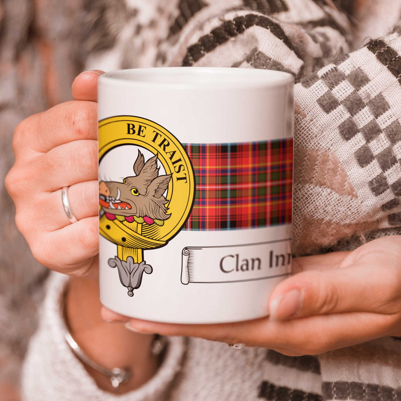 Innes Clan Crest and Tartan Mug