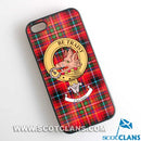 Innes Tartan and Clan Crest iPhone Rubber Case for models 4, 5/S, SE, 6, and 7 featuring a stylish design representing Scottish heritage.