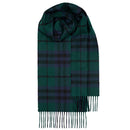Different variations of the Bowhill Standard Tartan Lambswool Scarves displayed elegantly, featuring multiple classic tartan designs.