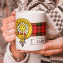 Kerr Clan Crest and Tartan Mug featuring vibrant clan colors and design, perfect for showing clan pride in a casual setting.