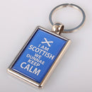Scottish Dunnae Keep Calm Keyring showcasing the unique ScotClans design, highlighting Scottish heritage and humorous message, crafted with durable resin and protective domed finish.