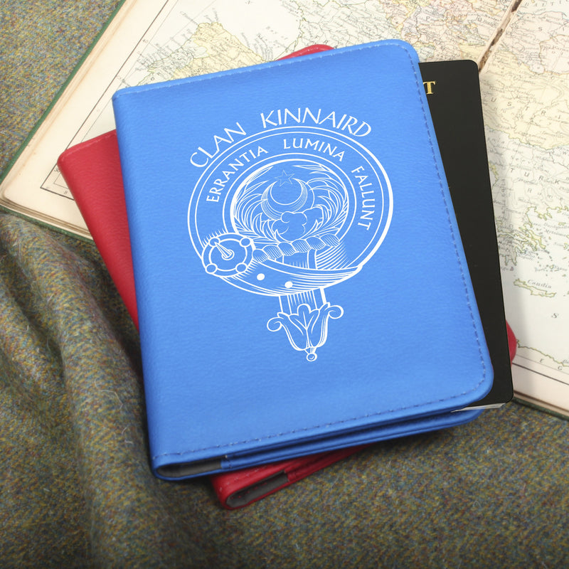 Kinnaird Clan Crest Leather Passport Cover