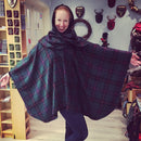 Close-up of The Laird Hooded Scarf Cape's premium lightweight tartan fabric, highlighting the quality craftsmanship from Scotland.