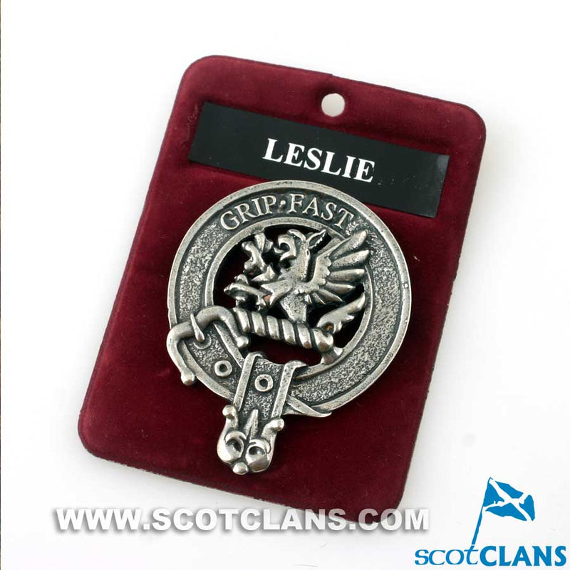 Leslie Clan Crest Badge in Pewter