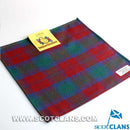 Wool Tartan Pocket Square in Lindsay Modern Tartan, made from 100% pure new wool, showcasing a vibrant tartan design ideal for formal attire.