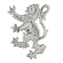 Elegant Kilt Pin - Lion Rampant Brooch displayed with a kilt, highlighting its traditional style and durability, ideal for formal and festive occasions.