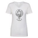 Livingstone Clan Crest Ladies Outline T-Shirt featuring a stylish V-neck design made from 100% premium cotton, perfect for everyday wear.