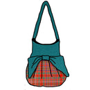 MacAlister Ancient Effie Bag featuring 100% Wool Melton fabric with customizable bow color, showcasing its size and two internal pockets.