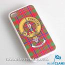 MacAlister Tartan and Clan Crest iPhone Rubber Case designed for models 4, 5/S, SE, 6, and 7 featuring a bold MacAlister tartan pattern and clan crest, perfect for showcasing Scottish heritage.