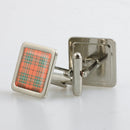 MacAulay Ancient Tartan Cufflinks in a stylish metallic finish, available in various shapes, presented in a beautiful gift box.