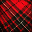 Close-up of the MacAuley Red Modern Heavyweight Hand Stitched Kilt detailing, highlighting the hand-stitched quality and authentic Scottish design.