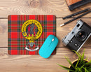 MacBean Clan Crest Mouse Pad featuring a luxury rubber-backed design with bonded polyester fabric, perfect for adding a touch of Scottish heritage to your workspace.