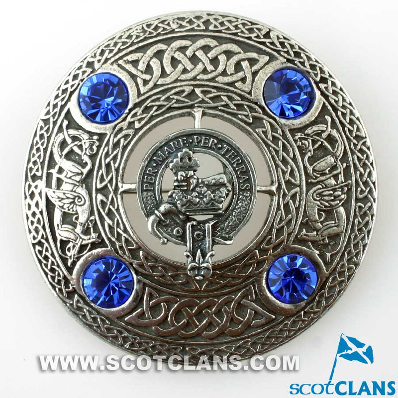 MacDonald Clan Crest Pewter Plaid Brooch