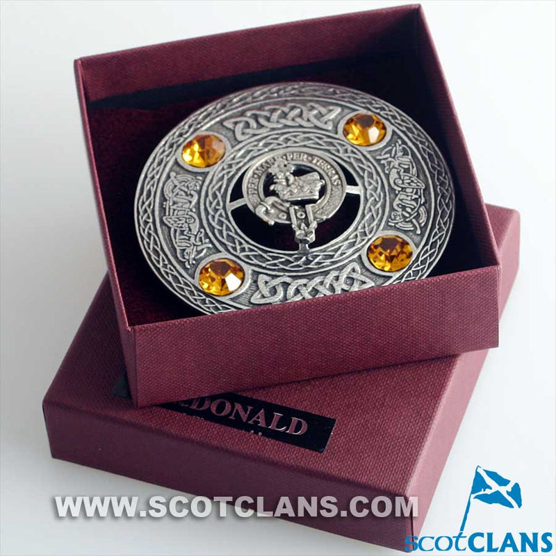 MacDonald Clan Crest Pewter Plaid Brooch