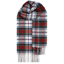 Close-up view of Bowhill Standard Tartan Lambswool Scarves highlighting the intricate tartan patterns and luxurious lambswool material.