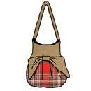 MacFarlane Weathered Effie Bag featuring vibrant MacDonald of Clanranald Ancient design with Aqua Top and Bow, crafted from 100% Wool Melton with cotton quilted lining.