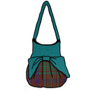 MacGillivray Hunting Ancient Effie Bag in MacDonald of Clanranald Ancient design with Aqua Top and Bow, handcrafted by ScotClans.