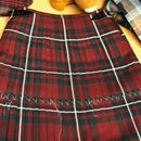 Close-up view of the MacGregor Hunting Modern Heavyweight Hand Stitched Kilt details, highlighting the intricate hand stitching and quality of the fabric.