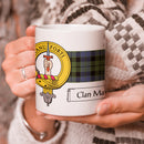 MacKay Clan Crest and Tartan Mug showcasing the clan's pride, perfect for enjoying your favorite beverage.