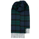 Close-up of Bowhill Standard Tartan Lambswool Scarf revealing the soft texture of high-quality lambswool, ideal for chilly days.