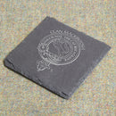 MacKintosh Clan Crest Slate Coaster showcasing intricate clan design, perfect for adding a touch of Scottish heritage to your home decor.