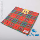 Wool Tartan Pocket Square in MacLean Ancient Tartan, showcasing its elegant design and luxurious texture, perfect for formal wear and adding a touch of sophistication.