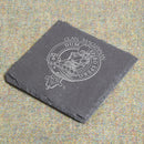 MacLennan Clan Crest Slate Coaster featuring a beautifully laser-engraved clan design, perfect for showcasing Scottish heritage while protecting furniture from water rings.