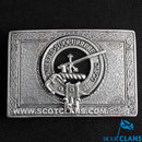 MacMillan Pewter Clan Crest Buckle for Kilt Belts featuring a traditional Scottish design made from quality pewter.