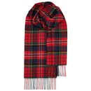 Bowhill Standard Tartan Lambswool Scarf draped elegantly over a winter coat, perfect for chilly days.